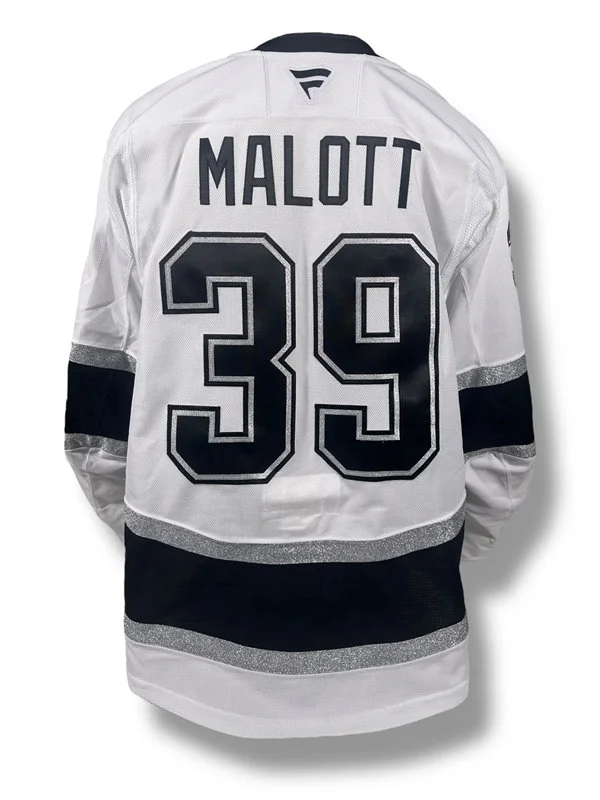 Mens Los Angeles Kings #39 Jeff Malott Fanatics White Away Premium Player Jersey