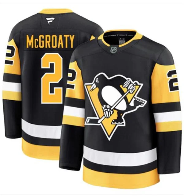 Mens Pittsburgh Penguins #2 Rutger McGroarty Fanatics Home Black Premium Player Jersey
