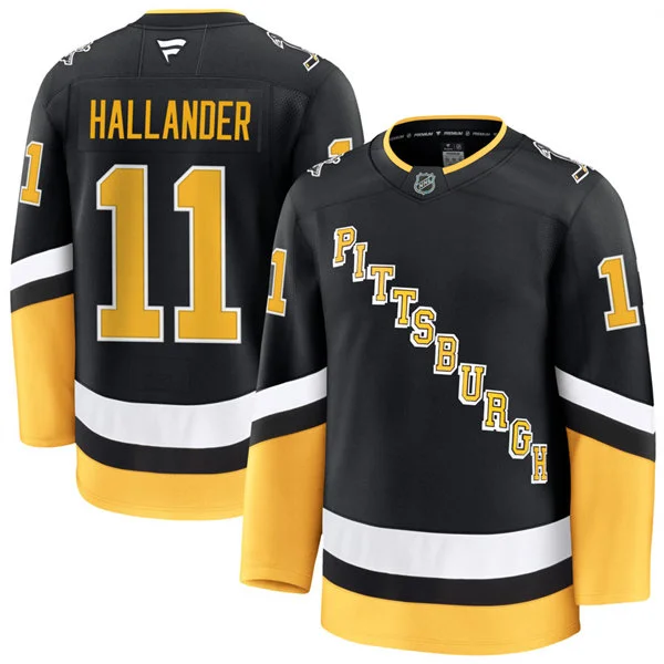 Mens Pittsburgh Penguins #11 Filip Hallander Fanatics Black Alternate Throwback Jersey
