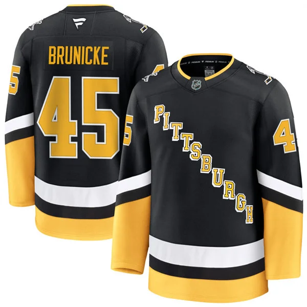 Mens Pittsburgh Penguins #45 Harrison Brunicke Fanatics Black Alternate Throwback Jersey