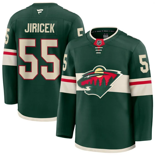 Men's Minnesota Wild #55 David Jiricek Fanatics Home Green Premium Player Jersey