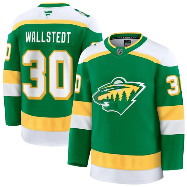 Men's Minnesota Wild #30 Jesper Wallstedt Fanatics Green Alternate Premium Jersey