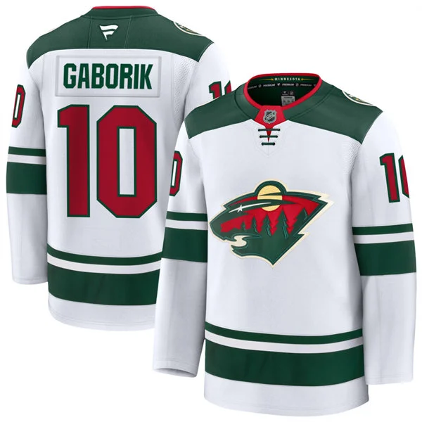 Men's Minnesota Wild Retired Player #10 Marian Gaborik Fanatics Away White Premium Player Jersey