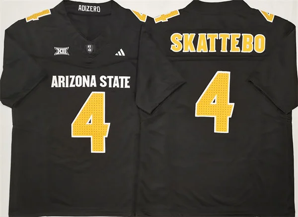 Mens Arizona State Sun Devils #4 Cam Skattebo 2024 XII Black Football Game Jersey