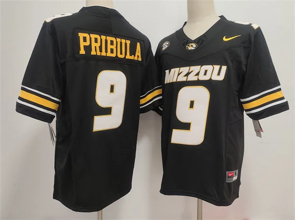 Mens Missouri Tigers #9 Beau Pribula Nike 2025 Black Football Game Jersey
