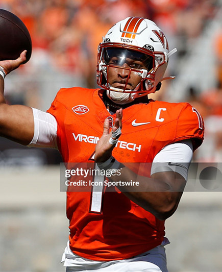 Virginia Tech Hokies #1 Kyron Drones Nike 2025 Orange College Game Football Jersey