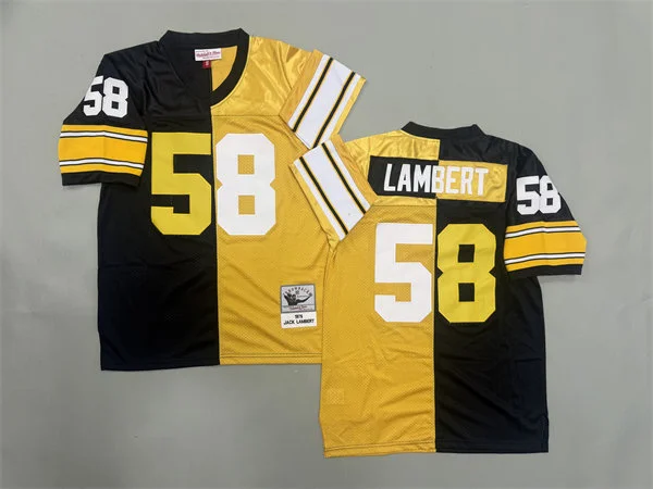 Men's Pittsburgh Steelers #58 Jack Lambert Black Gold Split Two Tone Throwback Jersey