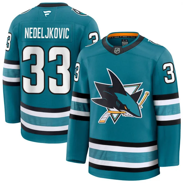 Mens San Jose Sharks #33 Alex Nedeljkovic Fanatics Home Teal Player Jersey