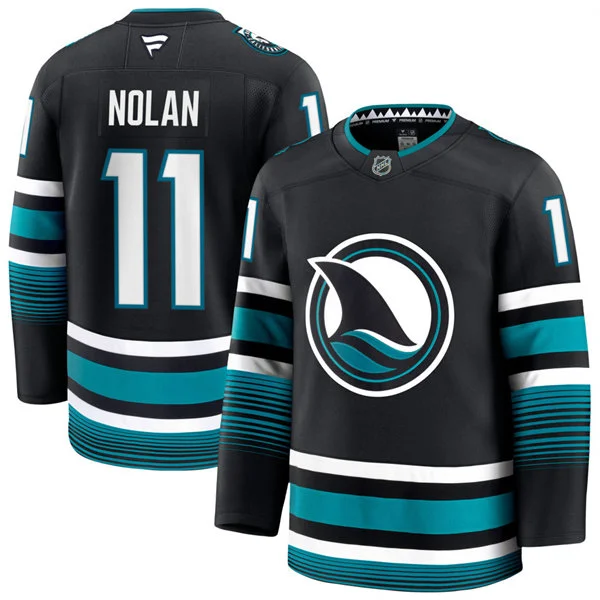 Mens San Jose Sharks Retired Player #11 Owen Nolan Fanatics Black Alternate Premium Jersey