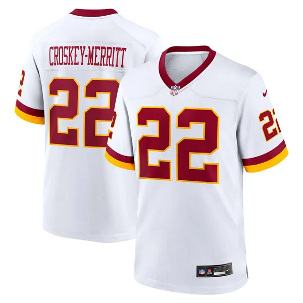 Mens Washington Commanders #22 Jacory Croskey-Merritt White REDSKINS ERA Retro Nike Vapor F.U.S.E. Limited Jersey