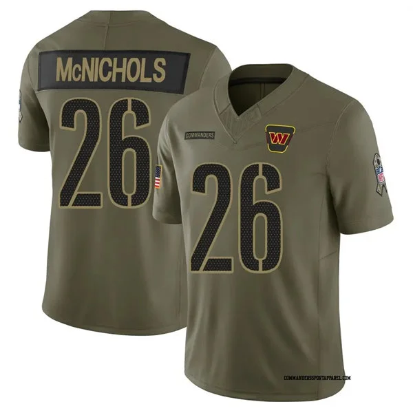 Mens Washington Commanders #26 Jeremy McNichols Nike 2025 Salute to Service Limited Jersey - Olive