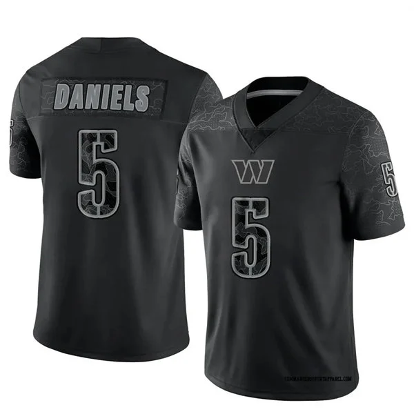 Mens Washington Commanders #5 Jayden Daniels Black Rflctv Limited Jersey