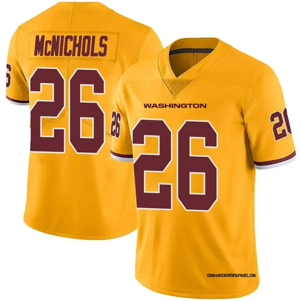 Mens Washington Commanders #26 Jeremy McNichols Nike Gold Color Rush Limited Jersey