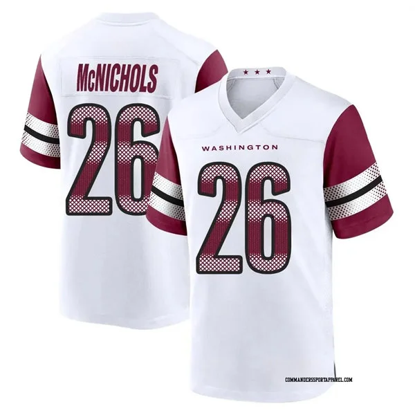 Mens Washington Commanders #26 Jeremy McNichols Nike White Away Vapor Limited Jersey