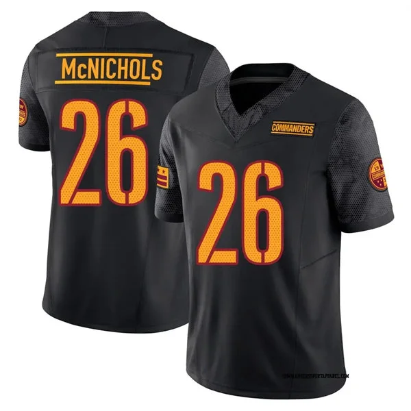 Mens Washington Commanders #26 Jeremy McNichols Black Alternate Vapor Limited JJersey