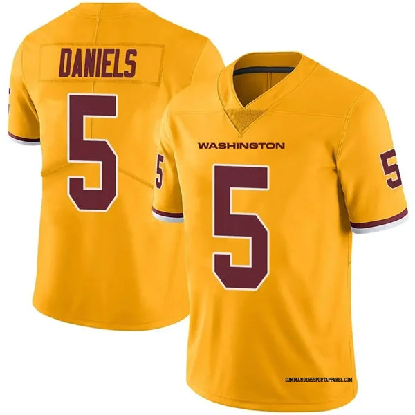 Mens Washington Commanders #5 Jayden Daniels Nike Gold Color Rush Limited Jersey