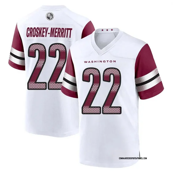 Mens Washington Commanders #22 Jacory Croskey-Merritt Nike White Away Vapor Limited Jersey