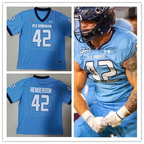 Old Dominion Monarchs #42 Jason Henderson 2025 Blue SBC College Football Jersey