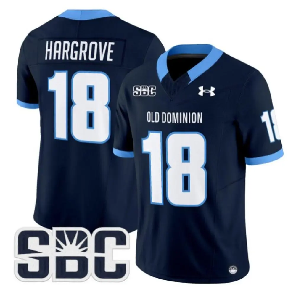 Old Dominion Monarchs #18 Ke'Travion Hargrove 2025 Navy SBC College Football Jersey