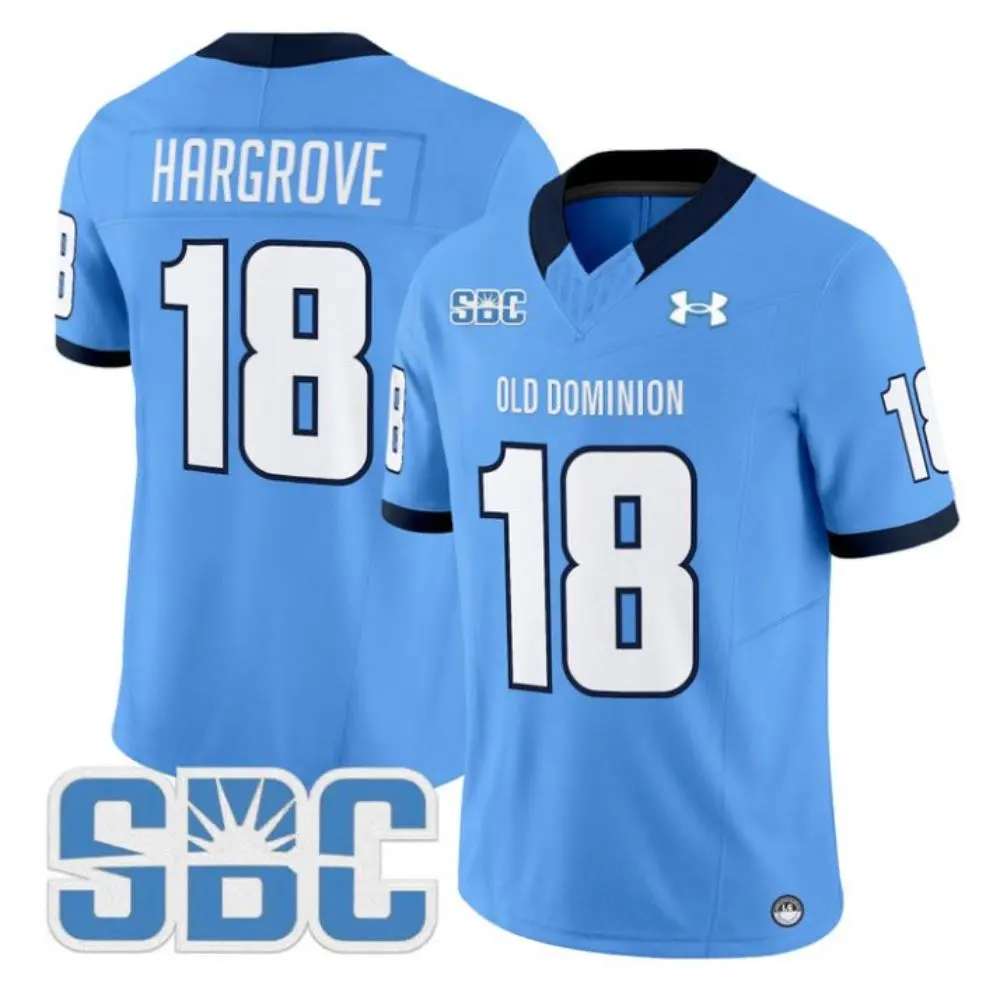 Old Dominion Monarchs #18 Ke'Travion Hargrove 2025 Blue SBC College Football Jersey