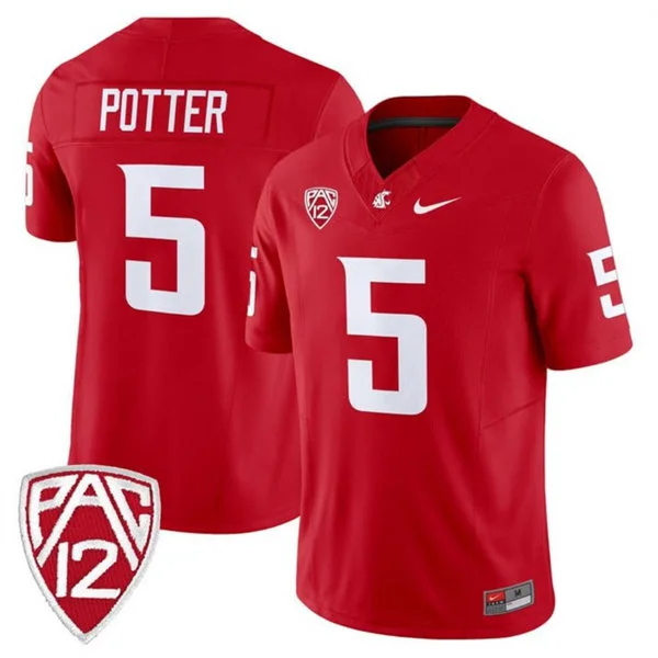 Washington State Cougars #5 Jaxon Potter 2025 Crimson Football Game Jersey
