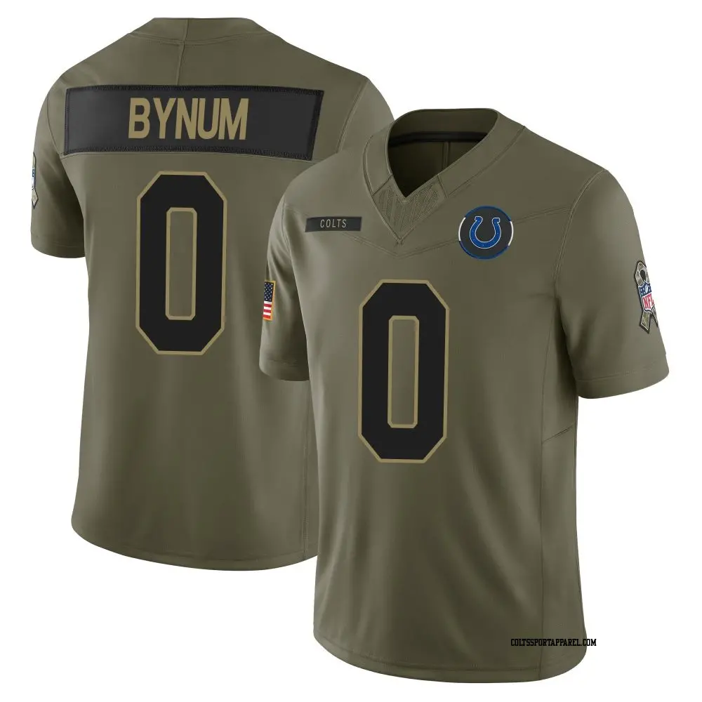 Mens Indianapolis Colts #0 Camryn Bynum 2025 Salute to Service Limited Jersey - Olive