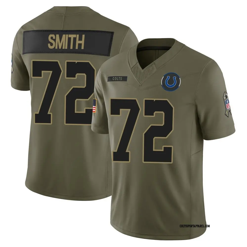 Mens Indianapolis Colts #72 Braden Smith 2025 Salute to Service Limited Jersey - Olive