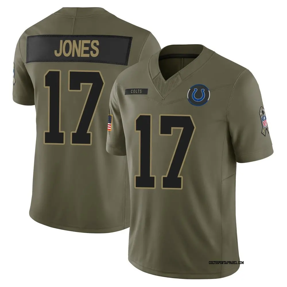 Mens Indianapolis Colts #17 Daniel Jones 2025 Salute to Service Limited Jersey - Olive