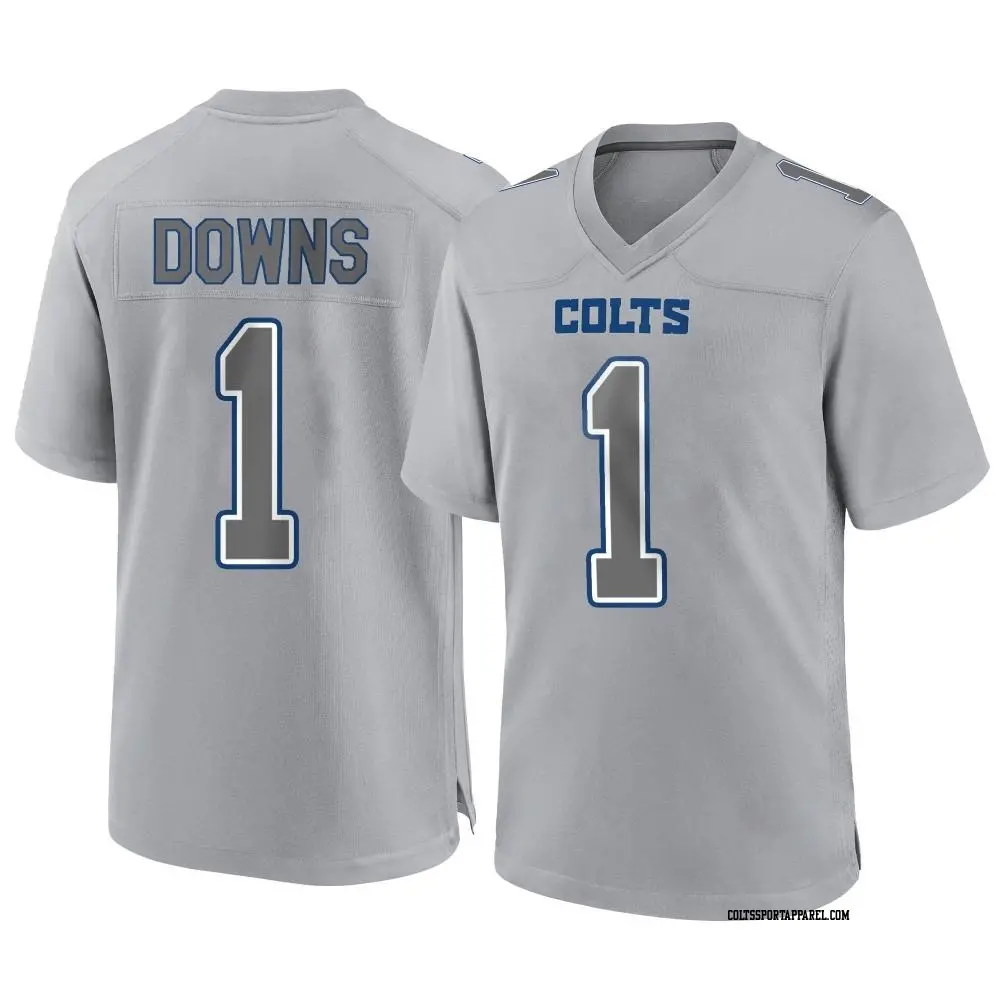 Mens Indianapolis Colts #1 Josh Downs Gray Atmosphere Fashion Game Jersey