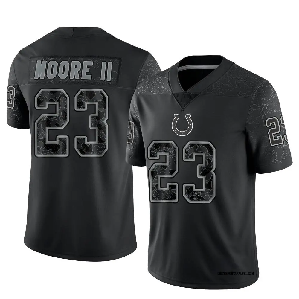 Mens Indianapolis Colts #23 Kenny Moore II  Black Rflctv Limited Jersey
