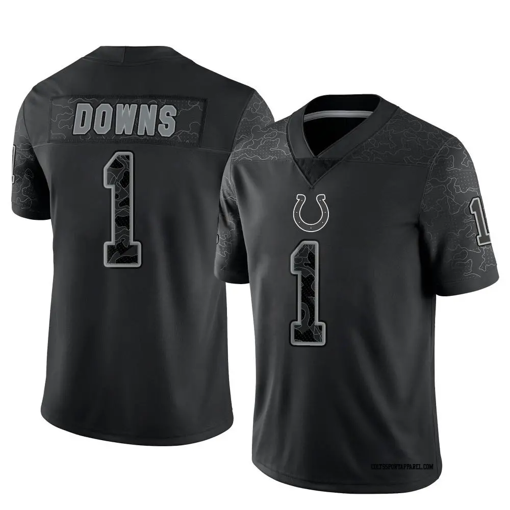 Mens Indianapolis Colts #1 Josh Downs Black Rflctv Limited Jersey