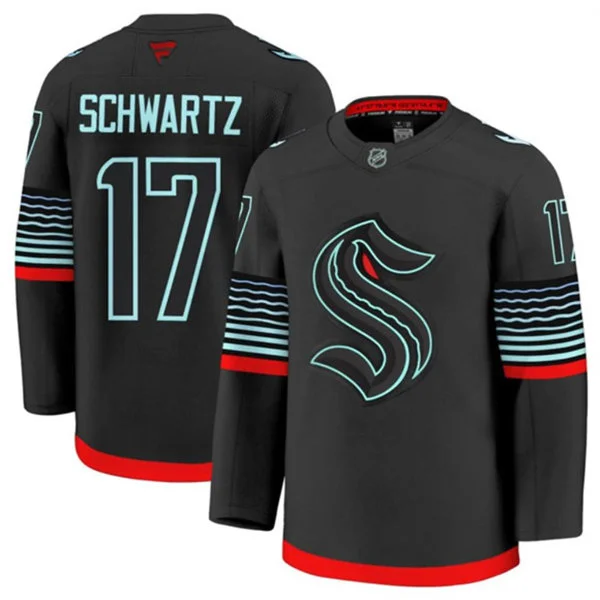 Men's Seattle Kraken #17 Jaden Schwartz Black Alternate Glow-In-The-Dark Premium Jersey