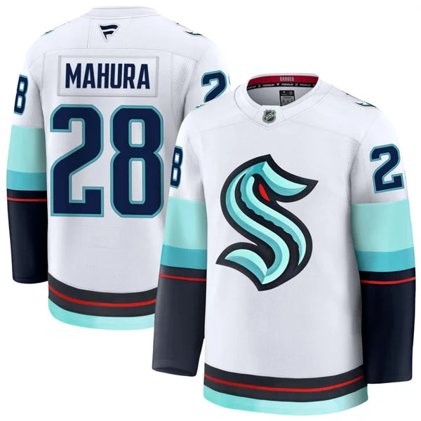 Mens Seattle Kraken #28 Josh Mahura Fanatics Away White Premium Player Jersey