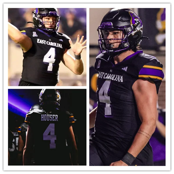 East Carolina Pirates #4 Katin Houser 2025 Black Football Game Jersey