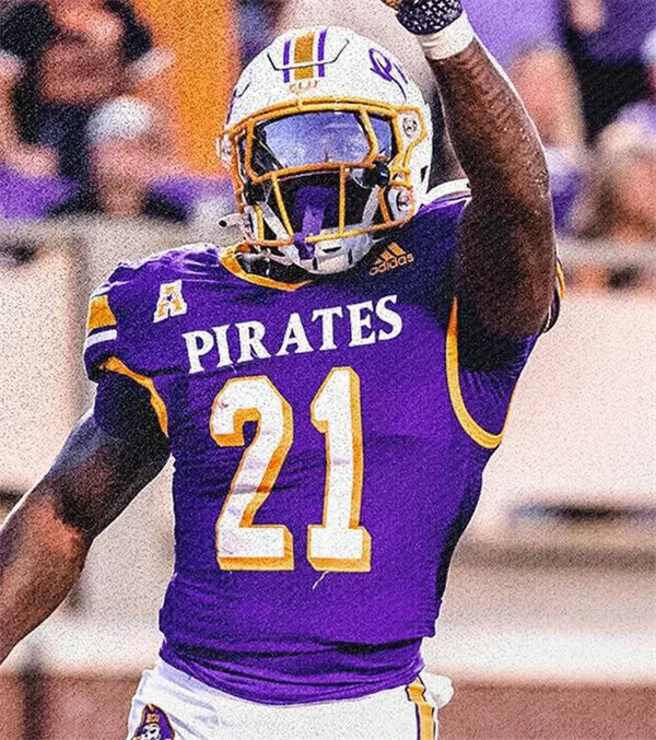 East Carolina Pirates #21 Marlon Gunn Jr. 2025 Purple White Football Game Jersey