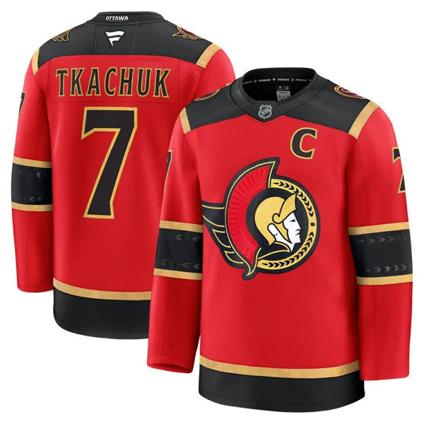 Men's Ottawa Senators #7 Brady Tkachuk Fanatics 2025 Red Alternate Premium Jersey