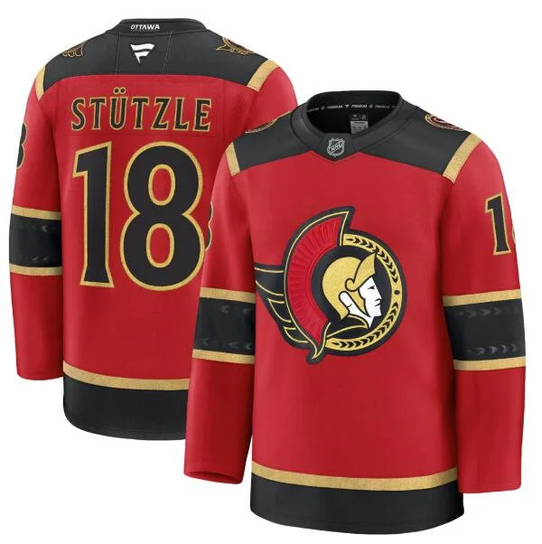Men's Ottawa Senators #18 Tim Stutzle Fanatics 2025 Red Alternate Premium Jersey