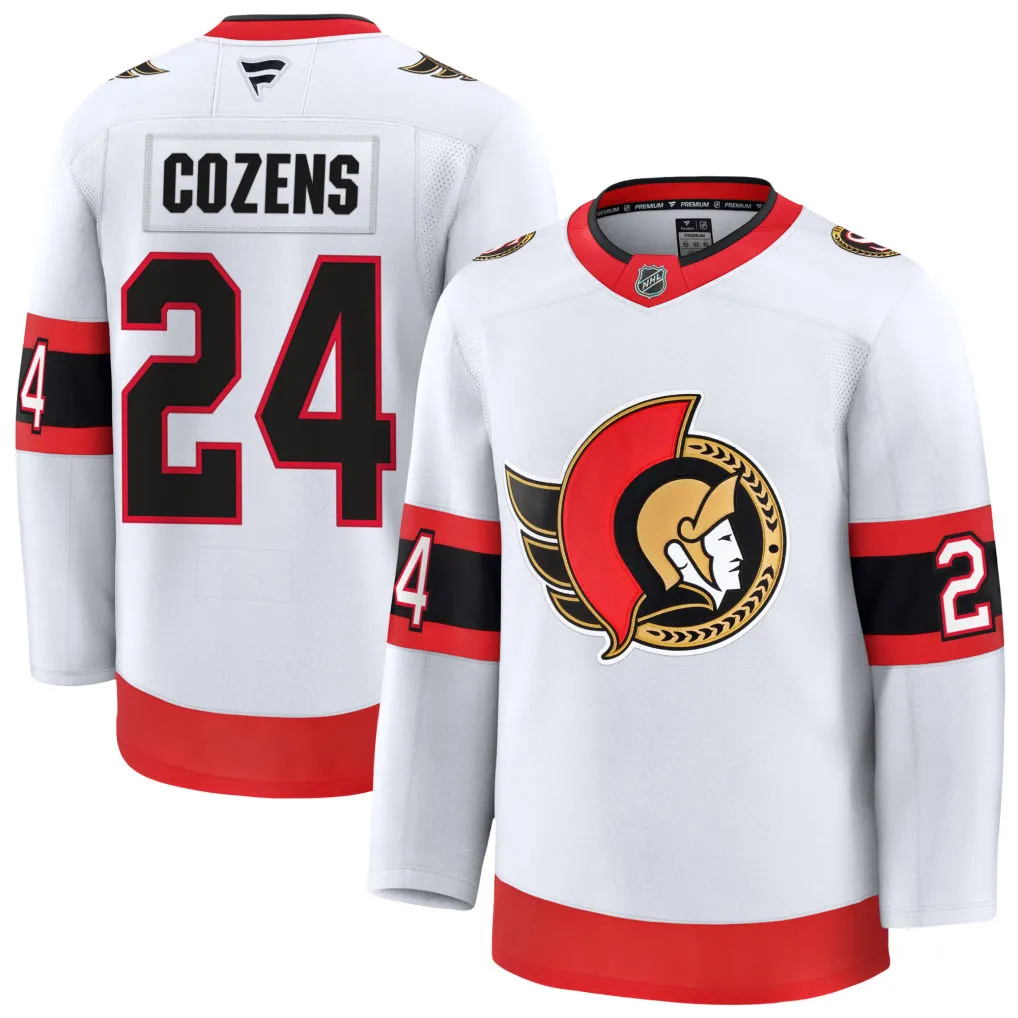 Men's Ottawa Senators #24 Dylan Cozens Fanatics White Away Premium Jersey