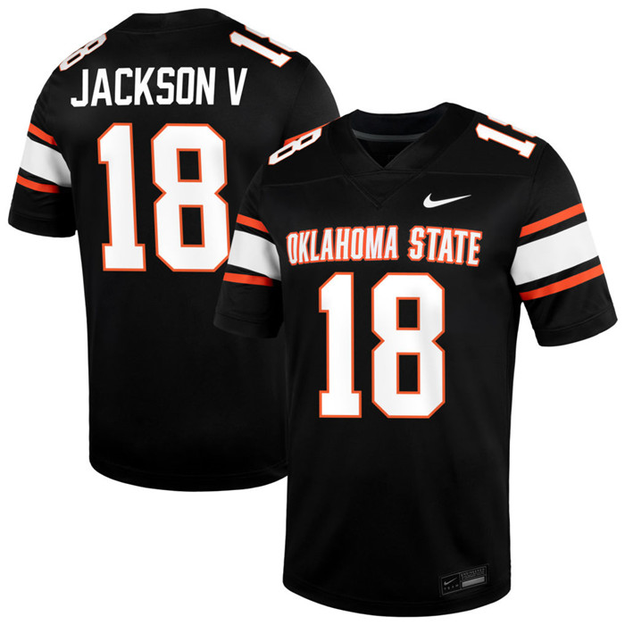 Oklahoma State Cowboys #18 Sam Jackson V Nike 2025 Black College Football Jersey Oklahoma State Cowboys #18 Sam Jackson V Nike 2025 Black College Football Jersey