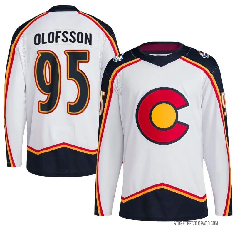 Men's Colorado Avalanche #95 Victor Olofsson Fanatics White 2022 Reverse Retro Jersey