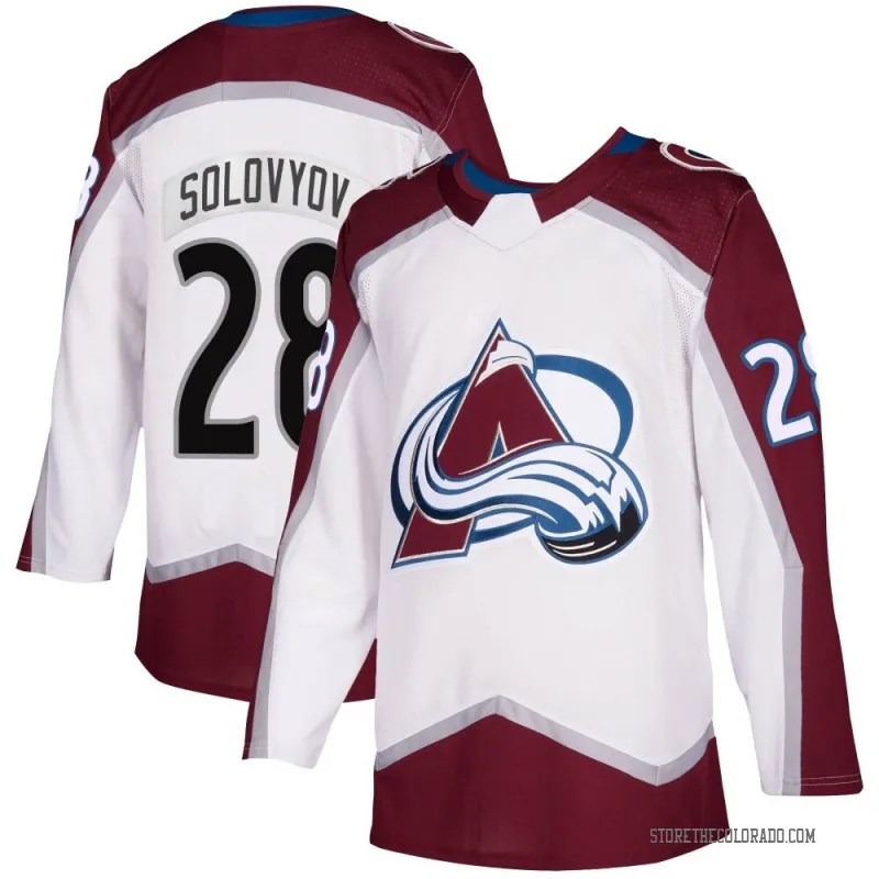 Men's Colorado Avalanche #28 Ilya Solovyov Fanatics White Away Premium Player Jersey