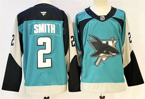 Mens San Jose Sharks #2 Will Smith Fanatics Teal Alternate Heritage 2.0 Premium Player Jersey