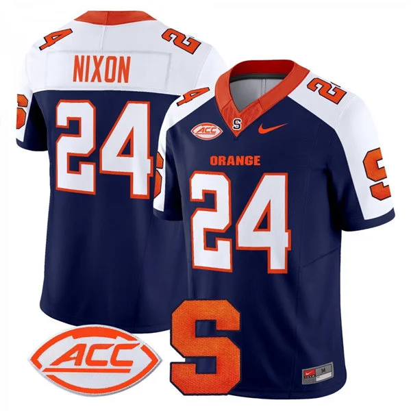 Syracuse Orange #24 Will Nixon Navy White Gratitude Limited Football Jersey