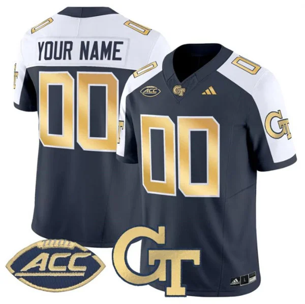 Georgia Tech Yellow Jackets Custom Navy White Gratitude Limited Football Jersey