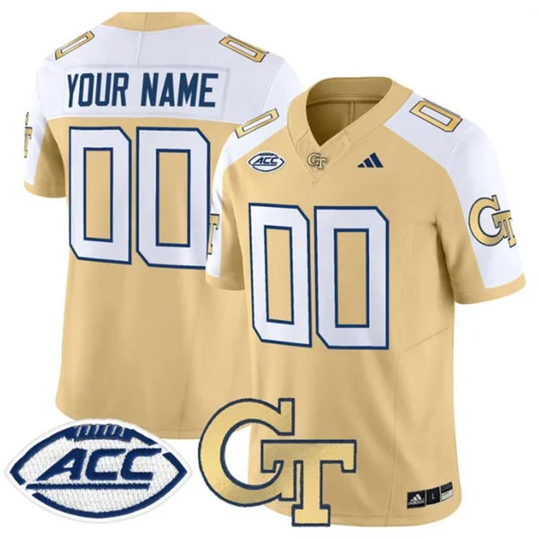Georgia Tech Yellow Jackets Custom Gold White Gratitude Limited Football Jersey