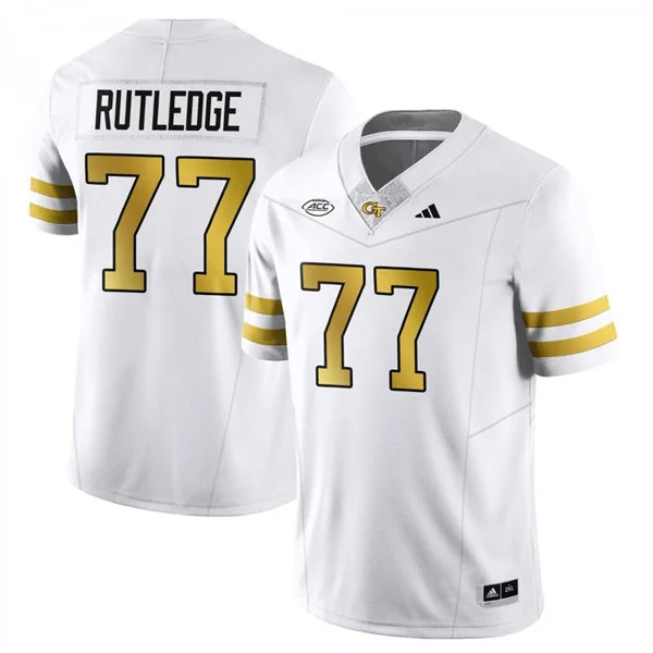 Georgia Tech Yellow Jackets #77 Keylan Rutledge 2025 White Football Game Jersey
