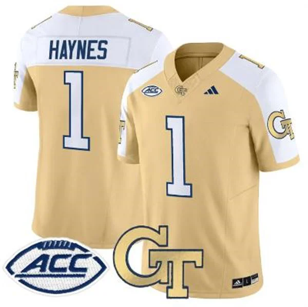 Georgia Tech Yellow Jackets #1 Jamal Haynes Gold White Gratitude Limited Football Jersey