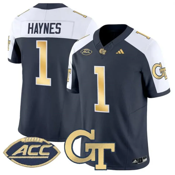 Georgia Tech Yellow Jackets #1 Jamal Haynes Navy White Gratitude Limited Football Jersey