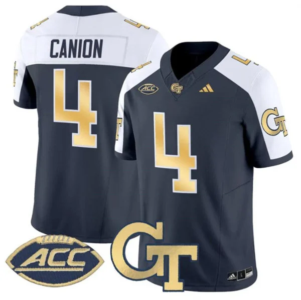 Georgia Tech Yellow Jackets #4 Isiah Canion Navy White Gratitude Limited Football Jersey