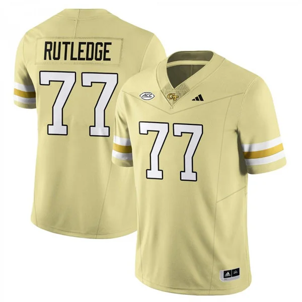 Georgia Tech Yellow Jackets #77 Keylan Rutledge 2025 Gold Football Game Jersey